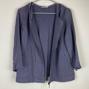 Coldwater Creek Linen Jacket w/ Hood Size PM Petite Medium Front Zip